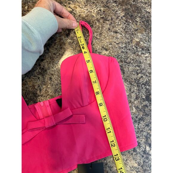 Ego NEW Pink Crop Bow Detail Shirt Size 6 - Picture 7 of 9